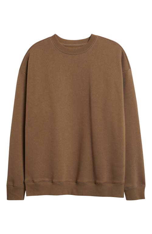 Bp. Oversize Fleece Crewneck Sweatshirt In Brown
