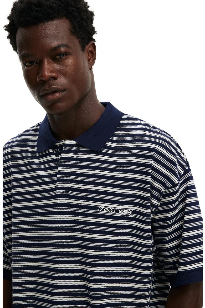 Men's Box Fit Short Sleeve Polo, Alternate, color, Navy Stripe