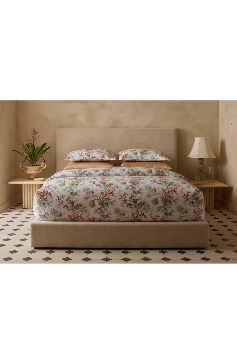 Matouk Del Tesoro 500 Thread Count Cotton Percale Duvet Cover, Alternate, color, Coral