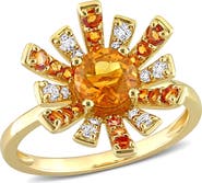 DELMAR Red CZ Sunburst Ring