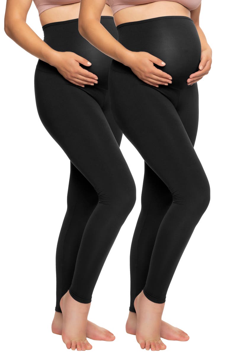 Felina 2-Pack Maternity Leggings, Alternate, color, Black / Black