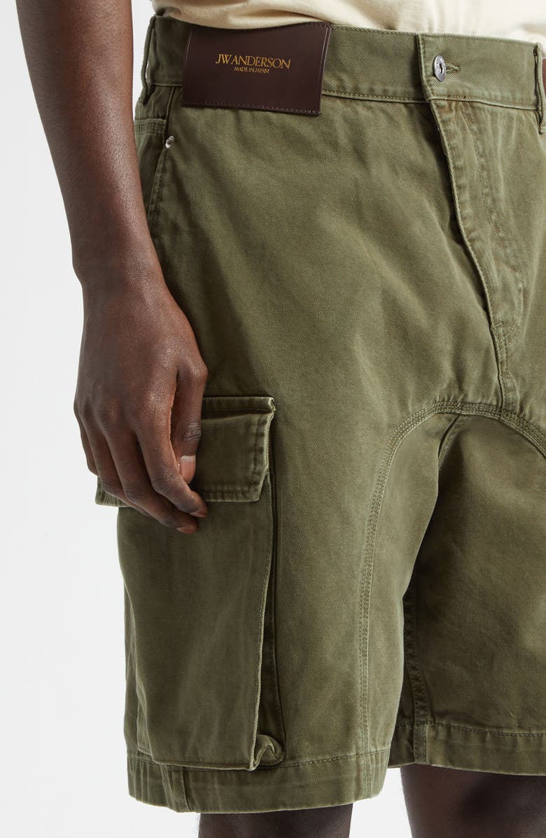 JW Anderson Twisted Cotton Cargo Shorts, Alternate, color, Khaki
