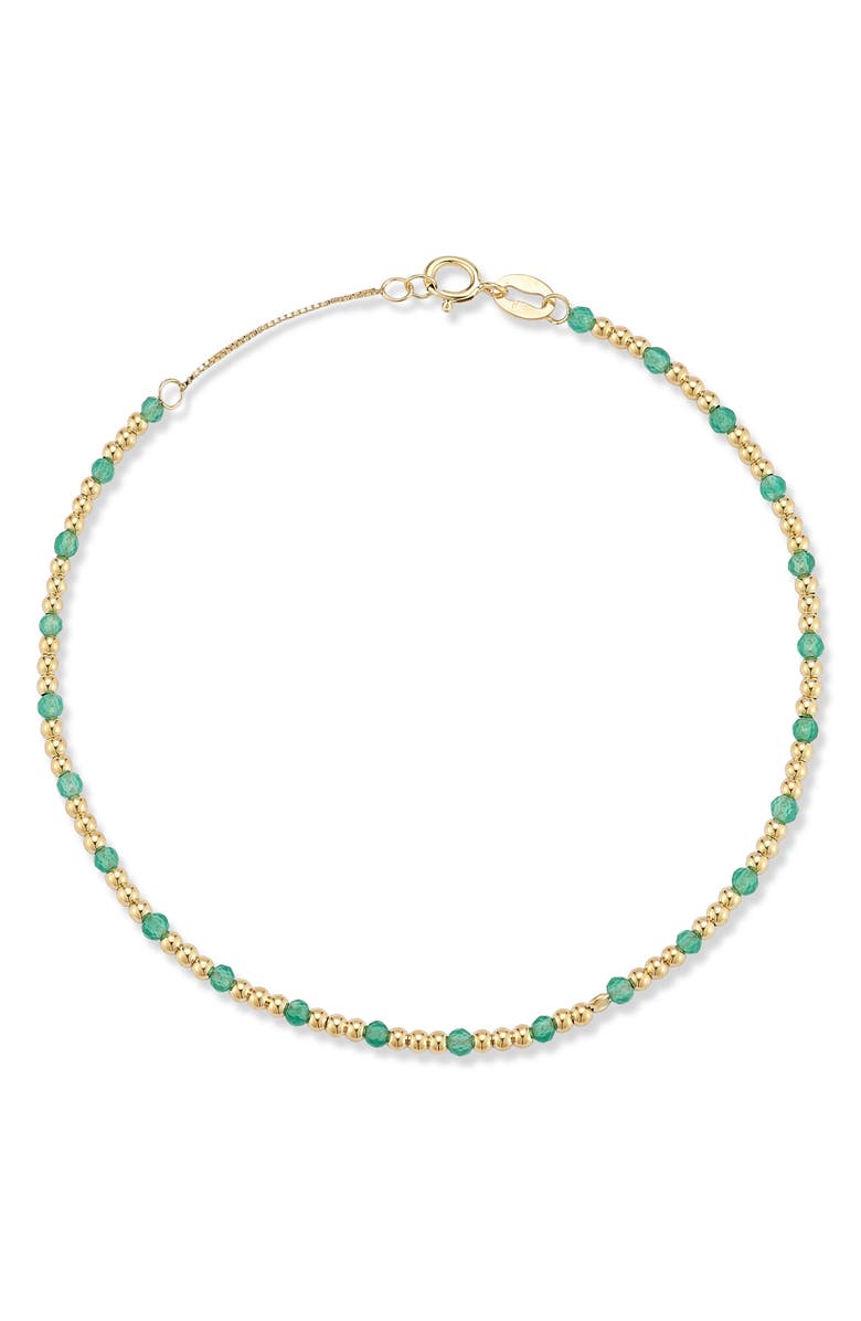 Ember Fine Jewelry 14K Gold Beaded Bracelet, Main, color, Gold/ Green