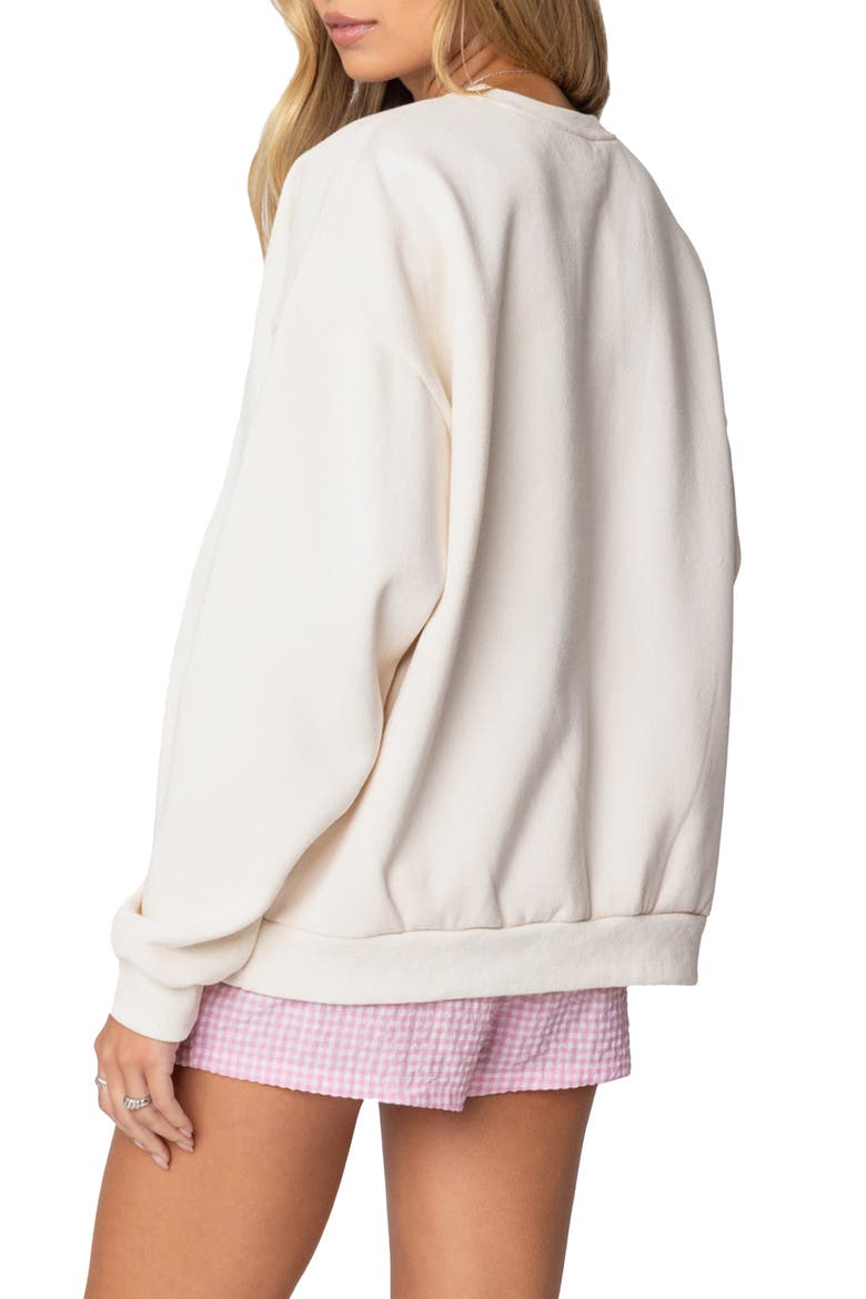 Bow Graphic Sweatshirt, Alternate, color, CREAM