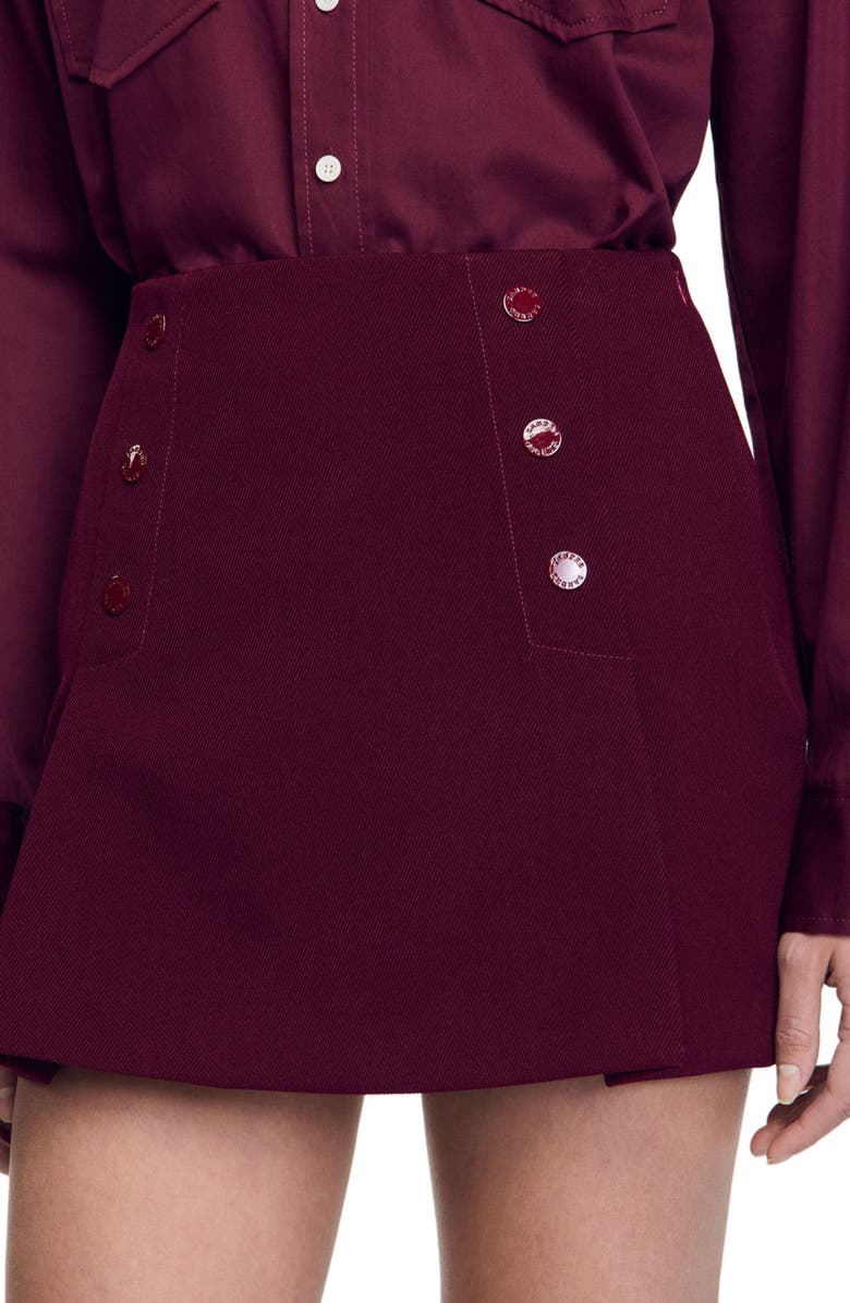 SANDRO Short skirt with press studs, Alternate, color, 