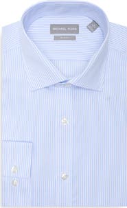 Michael Kors Slim Fit Stripe Cotton Poplin Dress Shirt