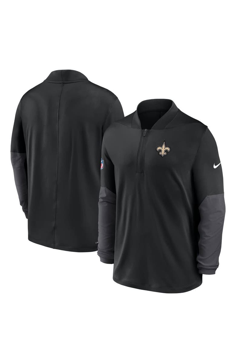 Nike Men's Nike Black New Orleans Saints Sideline Feel The Pressure Performance Half-Zip Pullover, Alternate, color, Black
