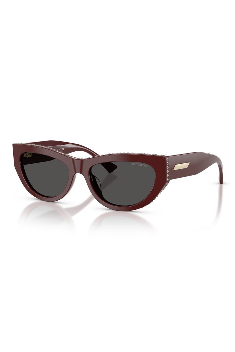 54mm Cat Eye Sunglasses, Alternate, color, CRANBERRY/ DARK GREY