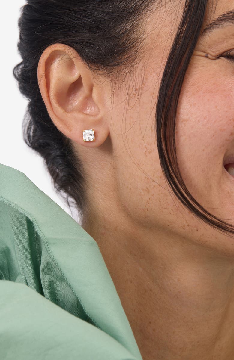 Melinda Maria Queen Cubic Zirconia Stud Earrings, Alternate, color, Gold-White