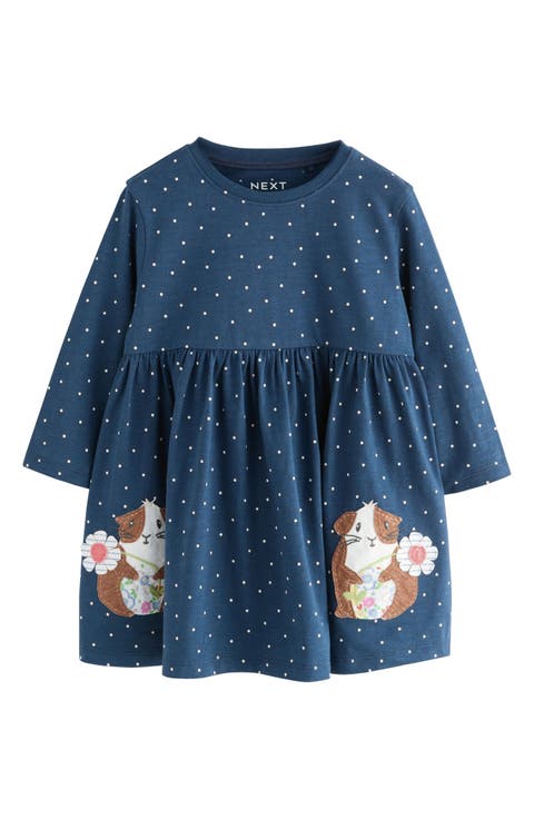 Kids' Guinea Pig Long Sleeve Cotton Jersey Dress (Little Kid)