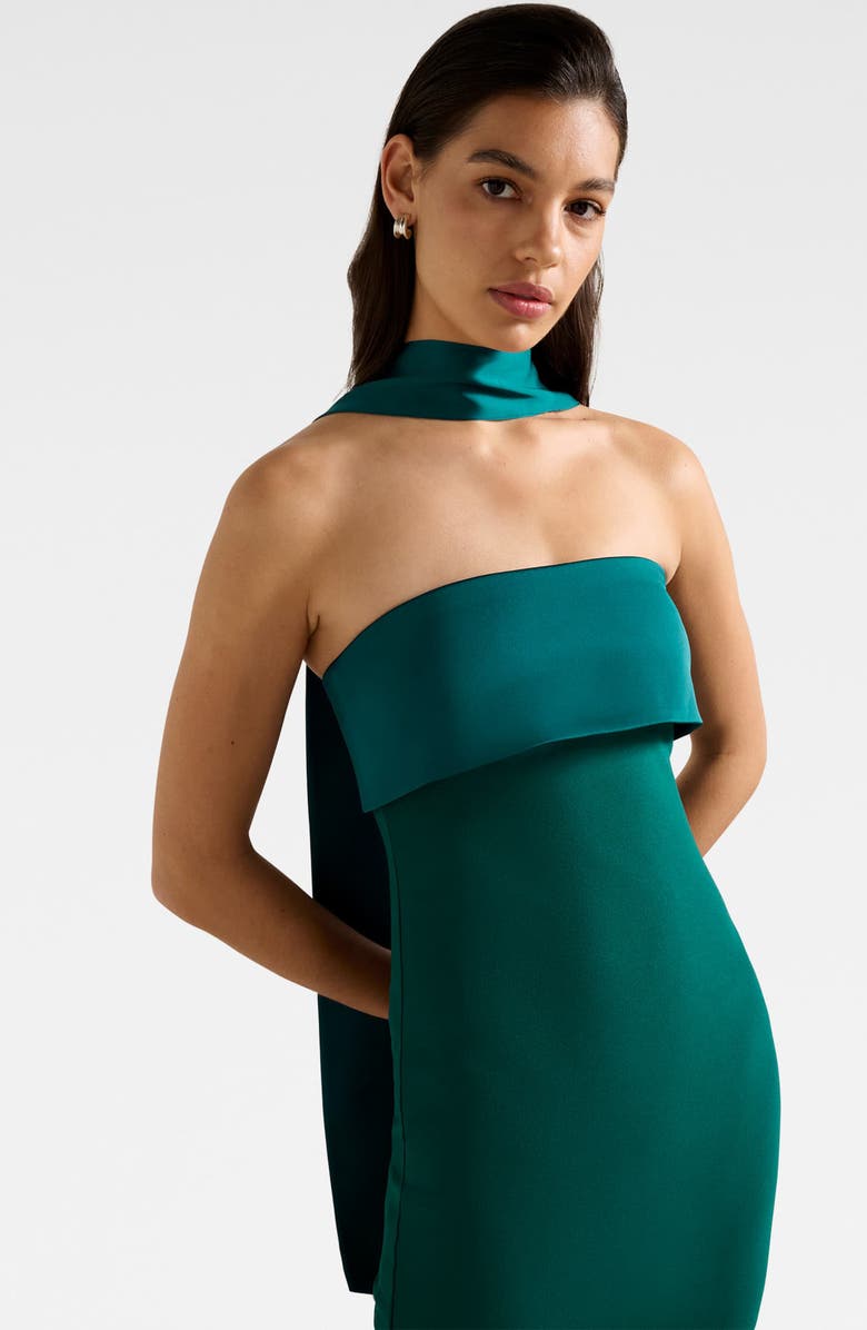 Ever New Odelia Strapless Satin Mermaid Gown & Scarf Set, Alternate, color, Emerald Green