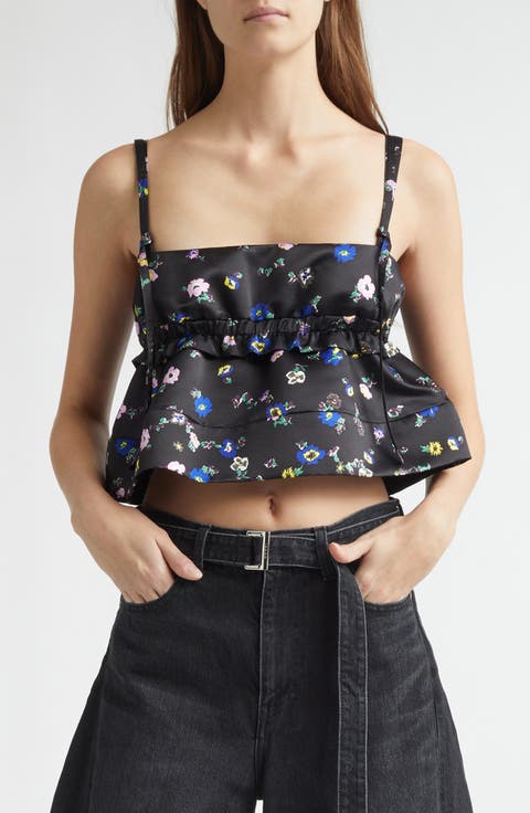 Floral Print Crop Satin Camisole