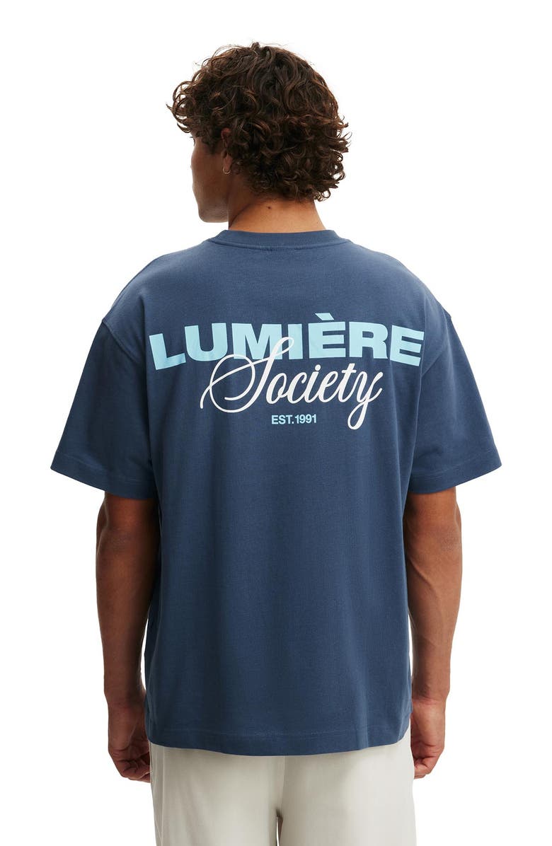 Cotton On Men
s Box Fit Text T-Shirt, Alternate, color, Moonlight Blue Lumiere