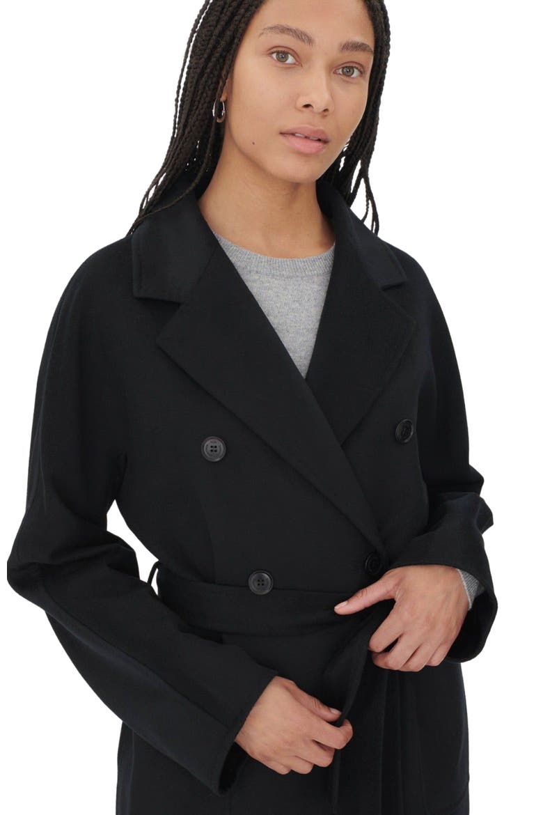 Double Breasted Long Coat, Alternate, color, black