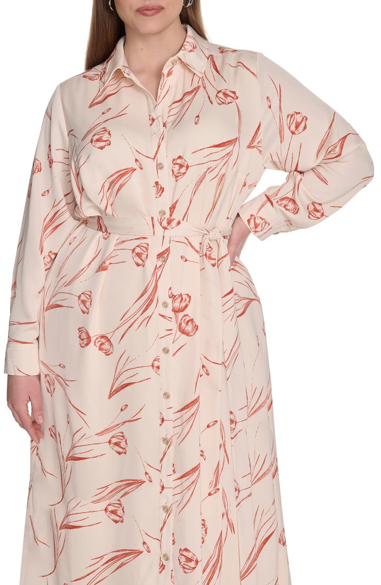 Floral Long Sleeve Shirtdress