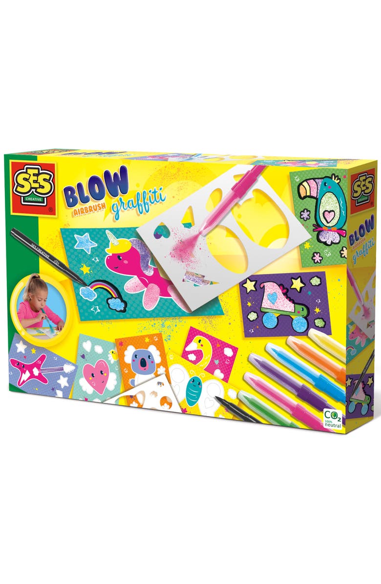 SES Creative Blow Airbrush Graffiti Kit Diy Art & Craft Set, Age 6+, Main, color, 