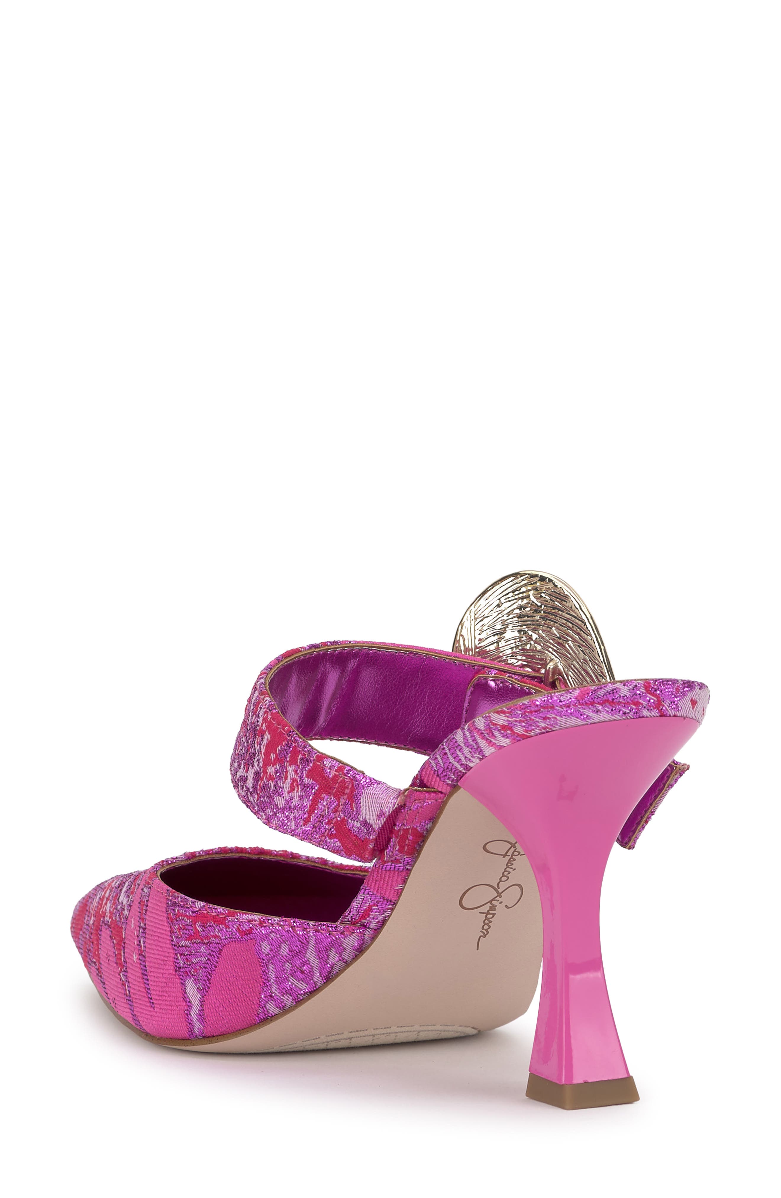 Jessica Simpson Favica Embellished Satin Slide Mule, Alternate, color, Pink/ Red Combo