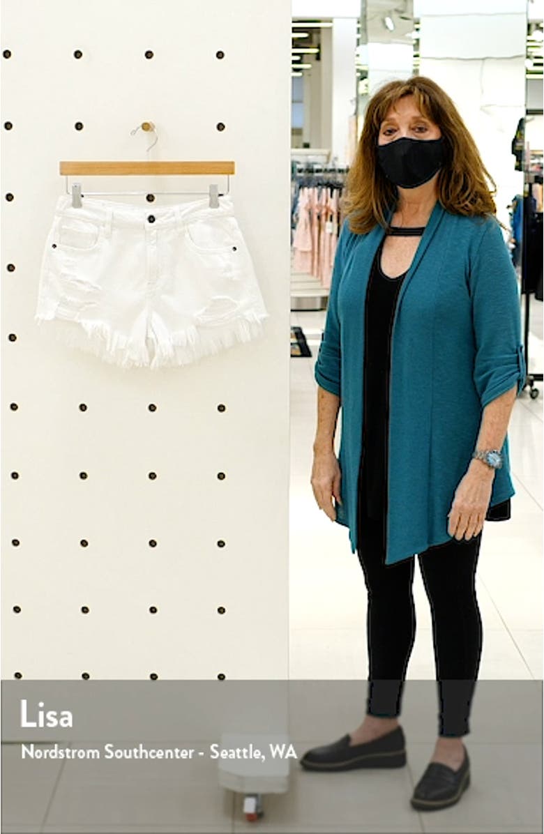 High Waist Frayed Hem Cutoff Denim Shorts, sales video thumbnail