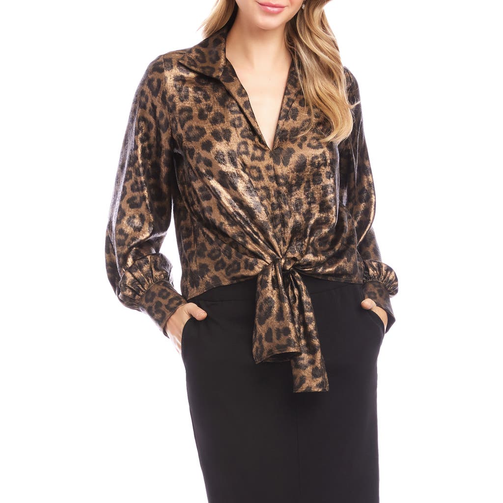 Karen Kane Tie Front Top In Multi