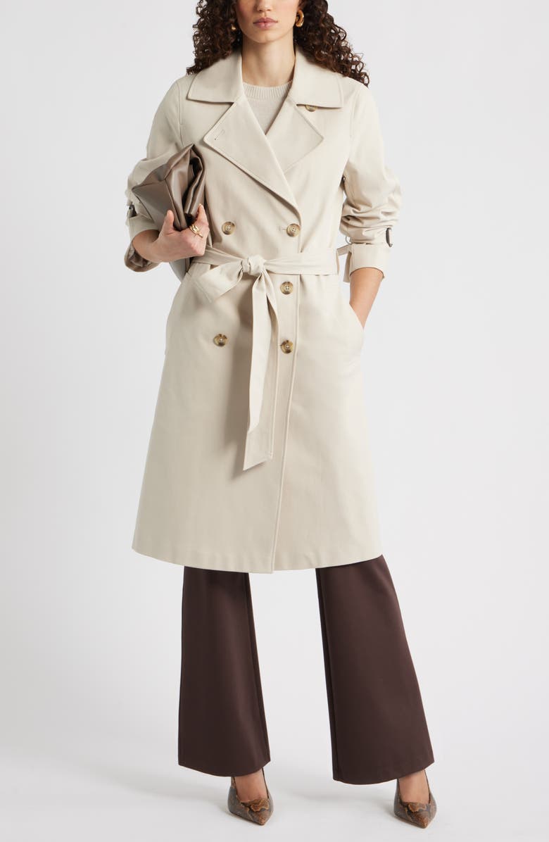 Nordstrom Stretch Cotton Trench Coat, Alternate, color, Beige Oatmeal