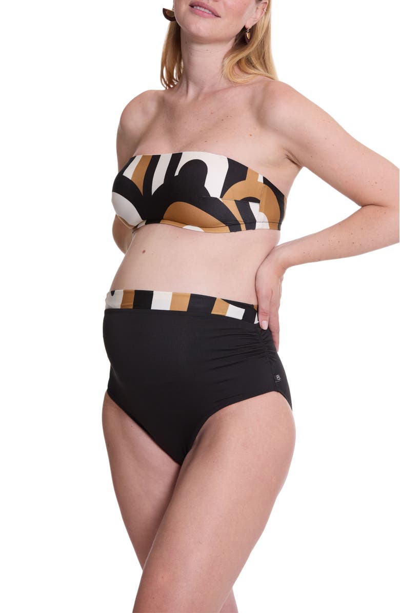 Cache Coeur Odéon Maternity Bikini, Alternate, color, Black Multicolor