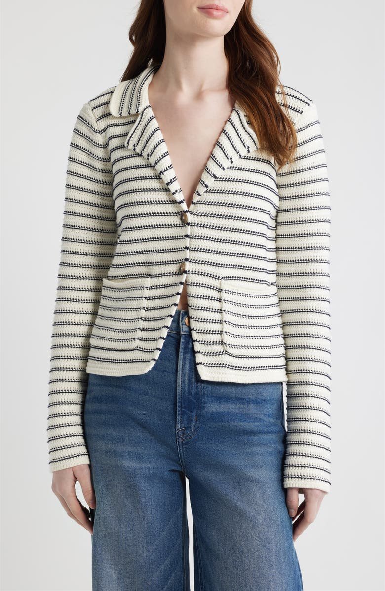 FRAME The Crochet Cotton Blazer, Main, color, Cream Multi