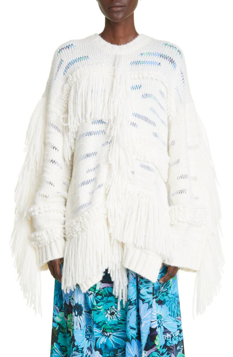Stella McCartney Fringe Trim Alpaca & Wool Blend Sweater, Main, color,