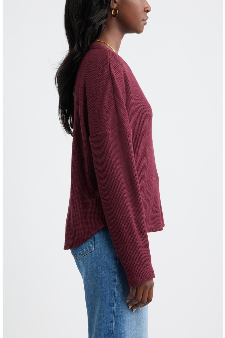 Long Sleeve Waffle Knit T-Shirt, Alternate, color, BURGUNDY LONDON