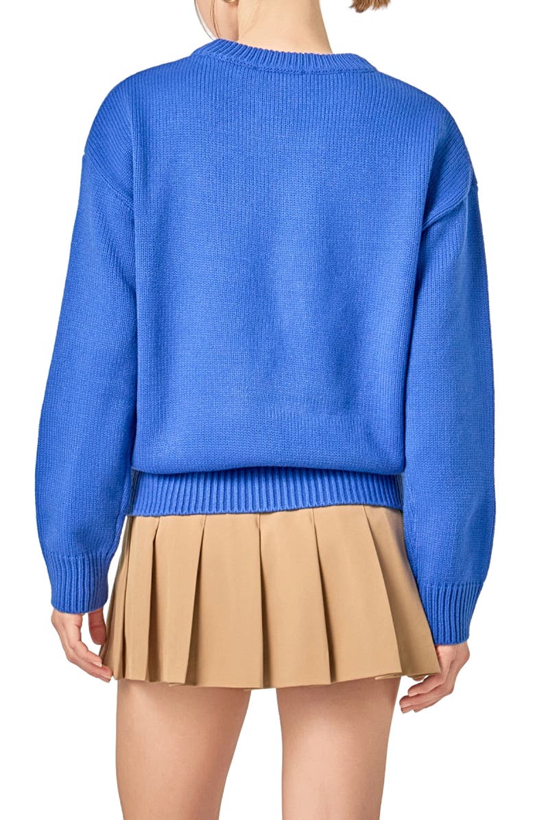 English Factory Statement Sweater, Alternate, color, Royal Blue/ White