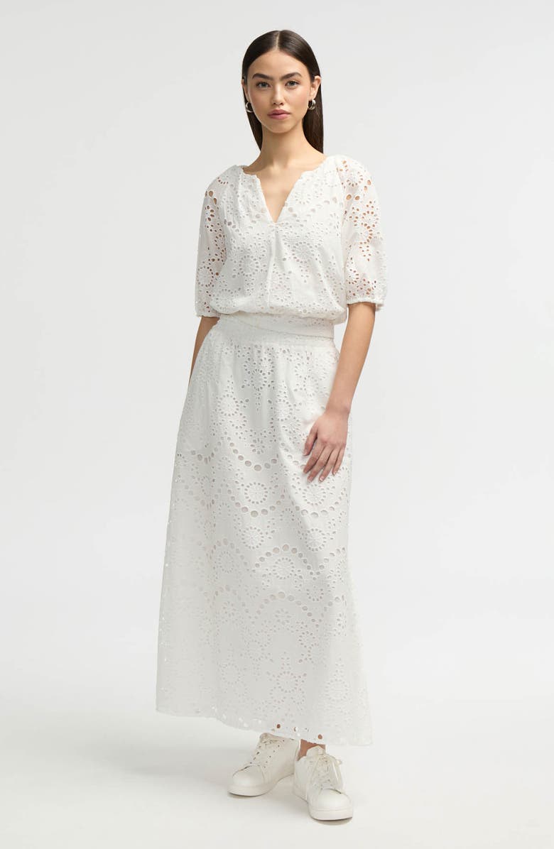 NVLT Eyelet Puff Sleeve Top, Alternate, color, White