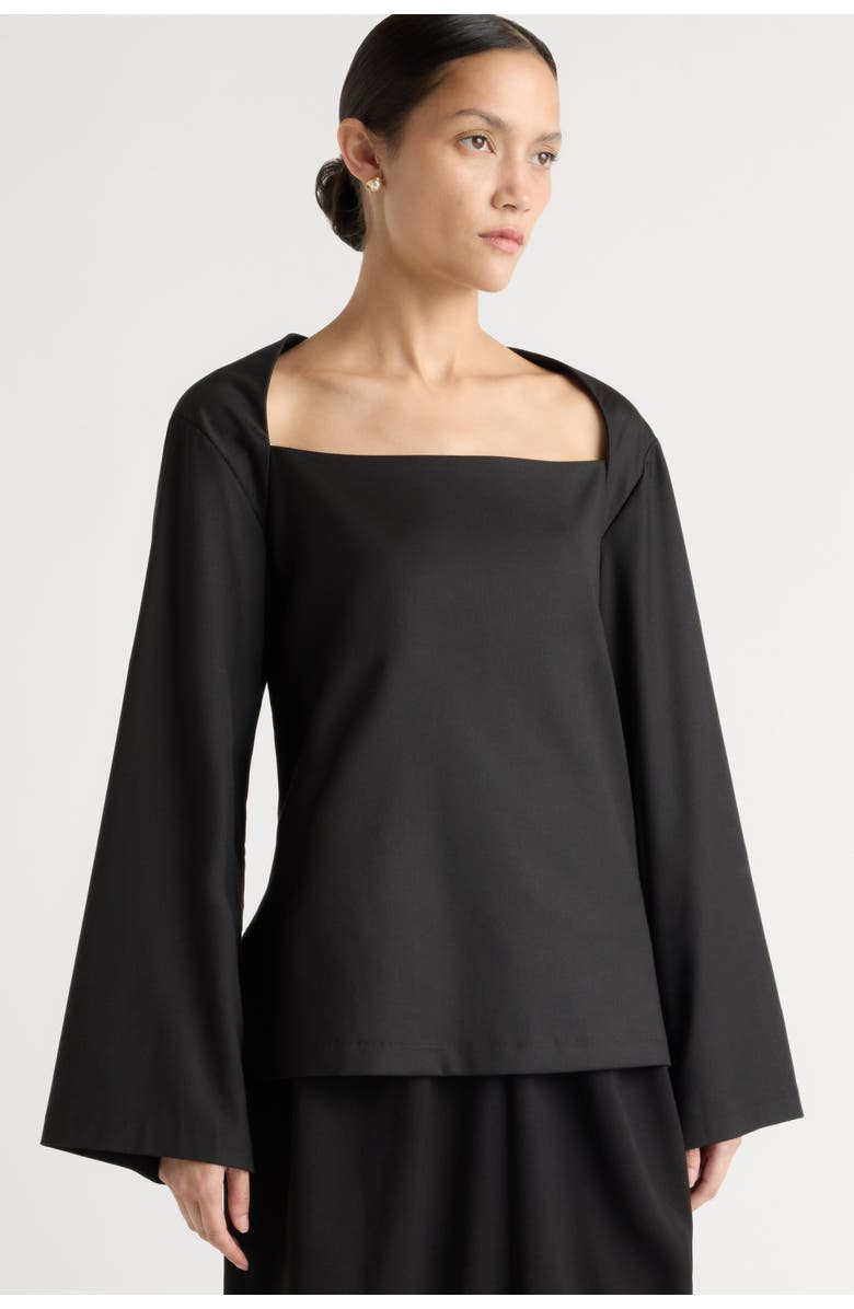 Modern Citizen Tatiana Wide-Neck Flare-Sleeve Blouse, Alternate, color, Black