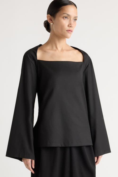 Modern Citizen Tatiana Wide-neck Flare-sleeve Blouse In Black