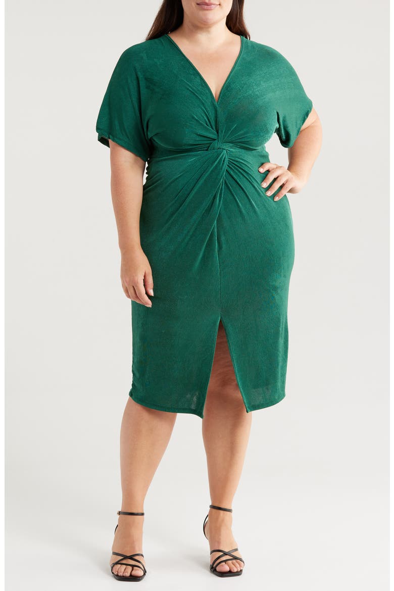 Twist Front Vent Dress, Main, color, HUNTER