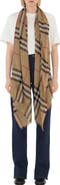 Burberry Giant Check Print Wool & Silk Scarf