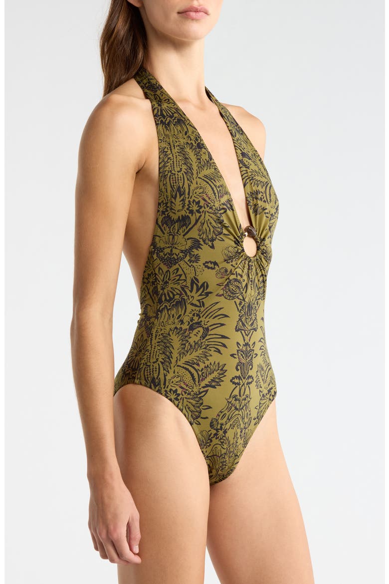 Milos One-Piece Swimsuit, Alternate, color, OLIVE FLORA