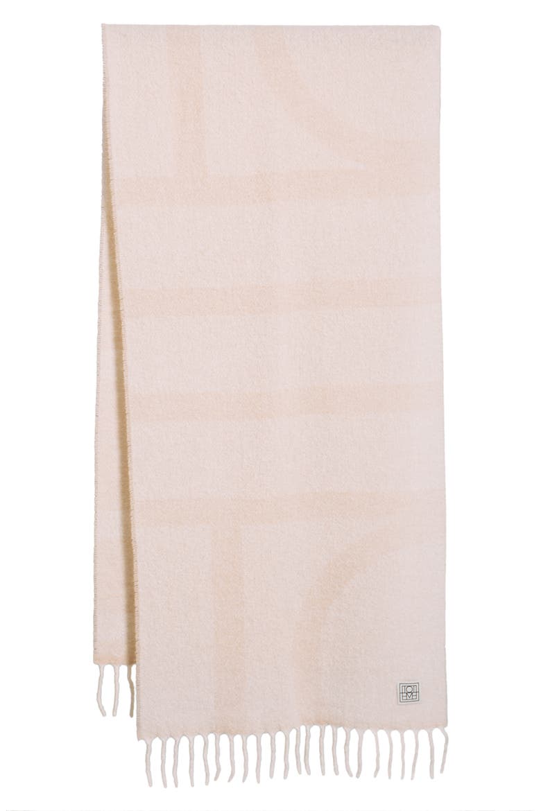 Monogram Jacquard Alpaca Blend Fringe Scarf, Alternate, color, ECRU/ WHITE