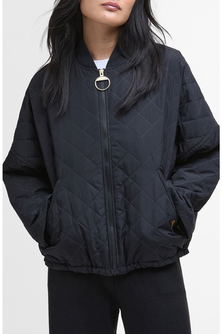 Emlyn Quilted Bomber Jacket, Main, color, BLACK/ ANCIENT