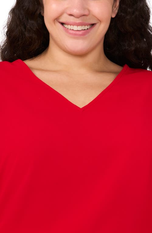 Cece Smocked Cuff V-neck Top In Red