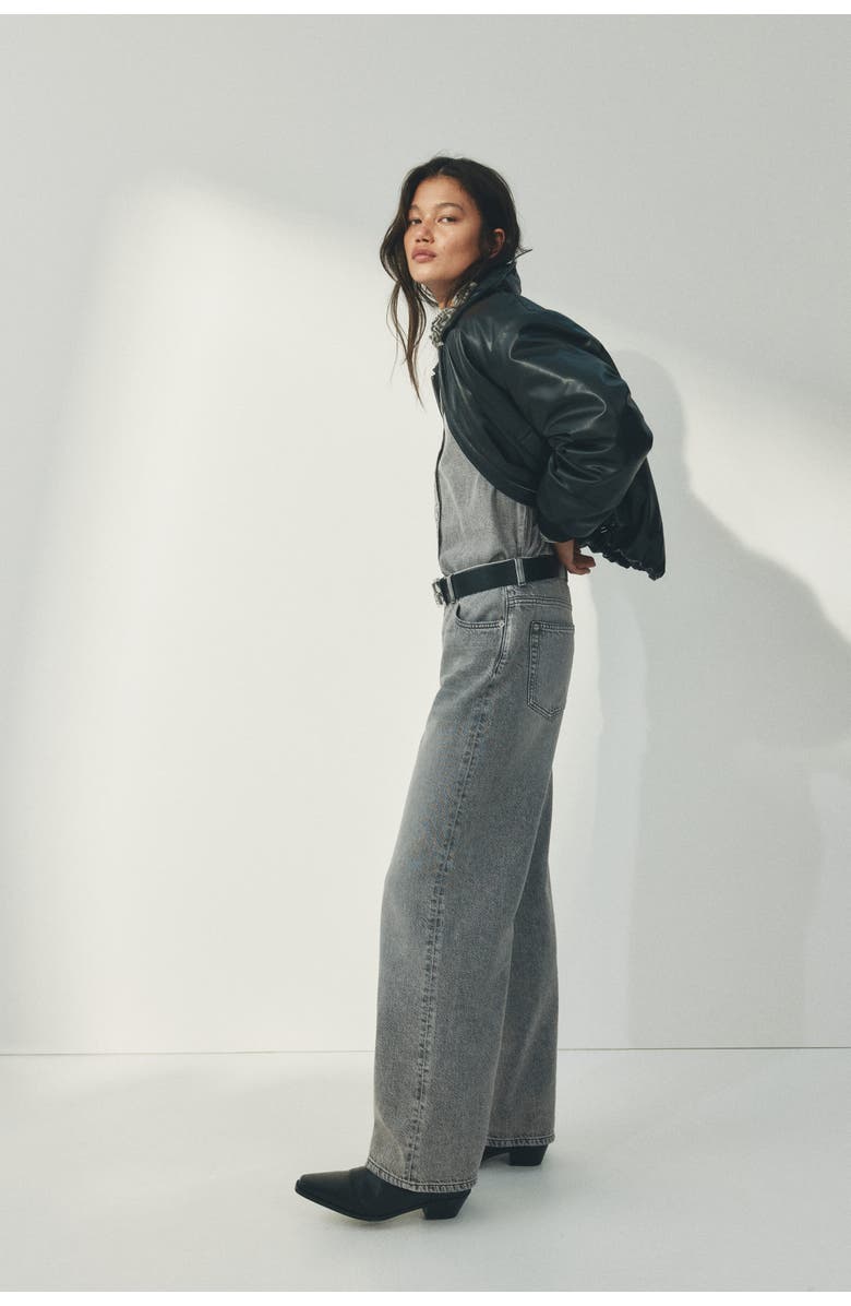 H&M Baggy Regular Waist Jeans, Alternate, color, Light Gray