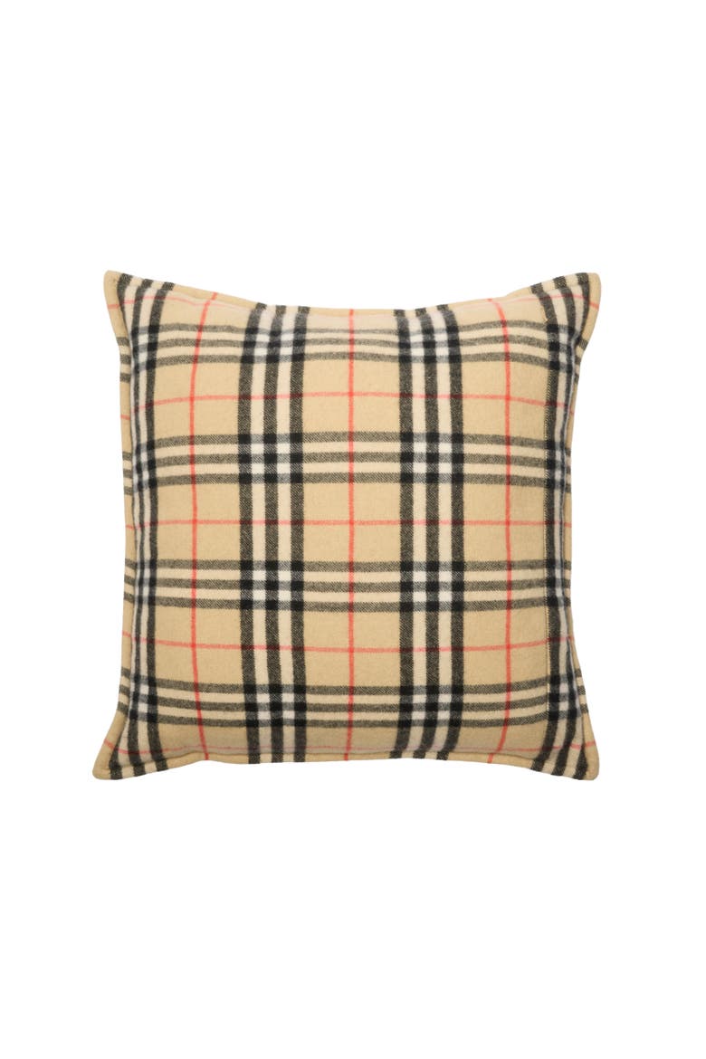 Check Cashmere Cushion, Alternate, color, Sand beige