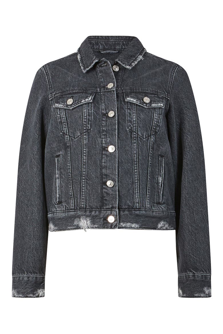 Women's Hay Distressed Denim Jacket, Alternate, color, WASHED BLACK