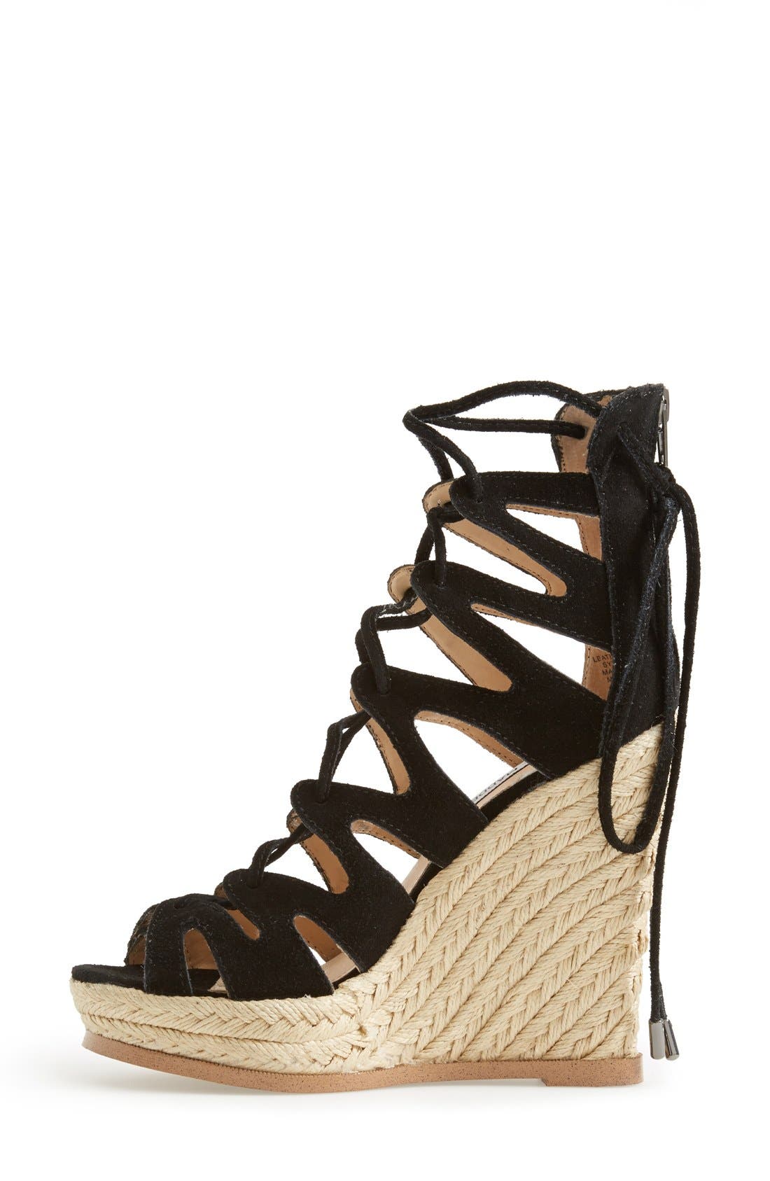 'Theea' Caged Wedge Sandal, Alternate, color, BLACK SUEDE