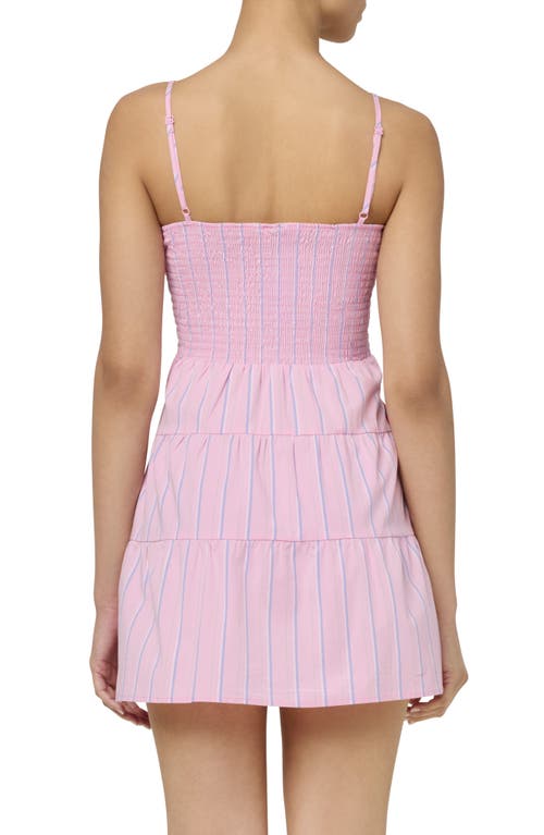 Florence By Mills Stripe Tiered Minidress In Pink Off Stripe