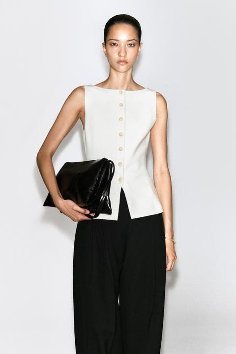 Cotton-blend Crepe Vest