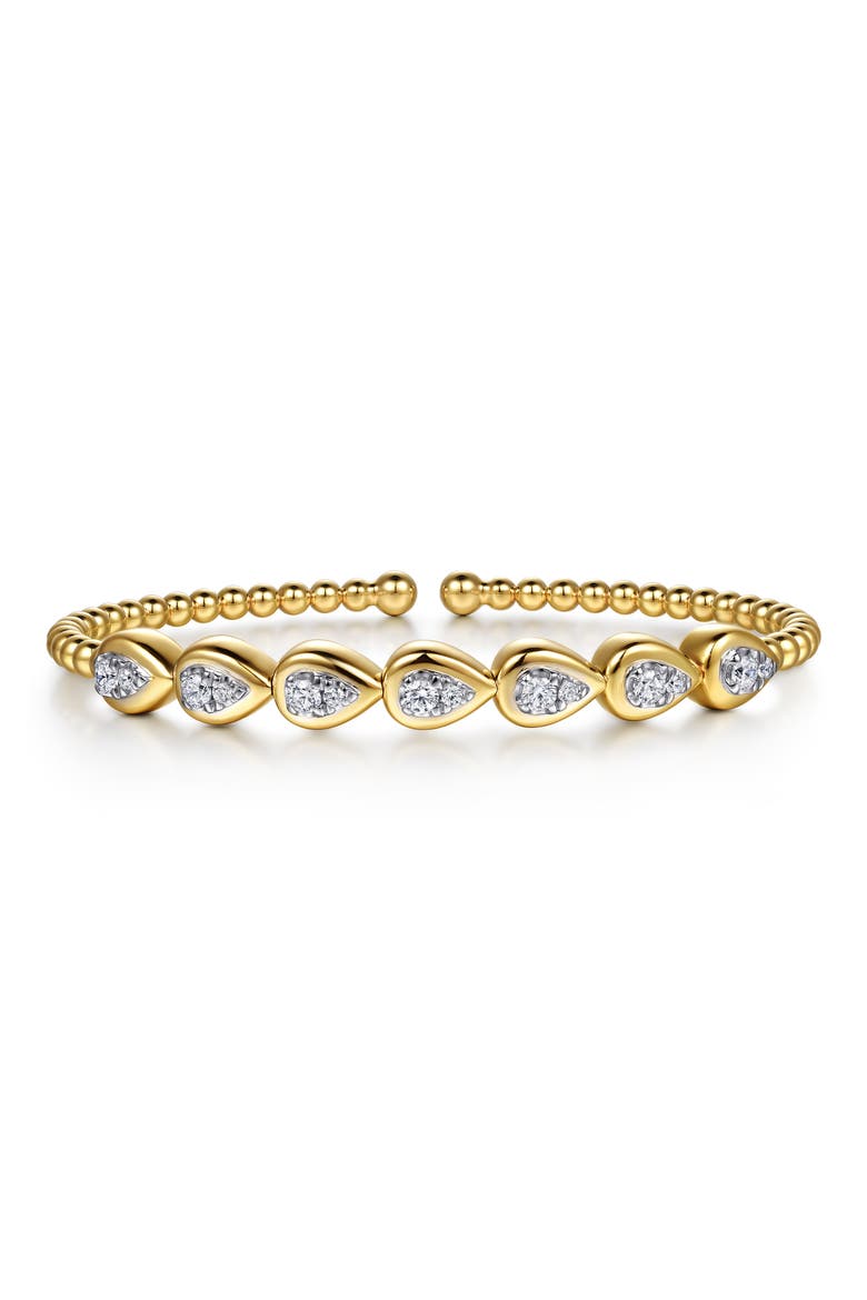 Bujukan 14k Gold Diamond Cuff Bracelet, Main, color, 14K YELLOW/ WHITE GOLD