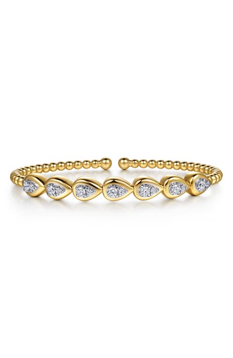 Bujukan 14k Gold Diamond Cuff Bracelet