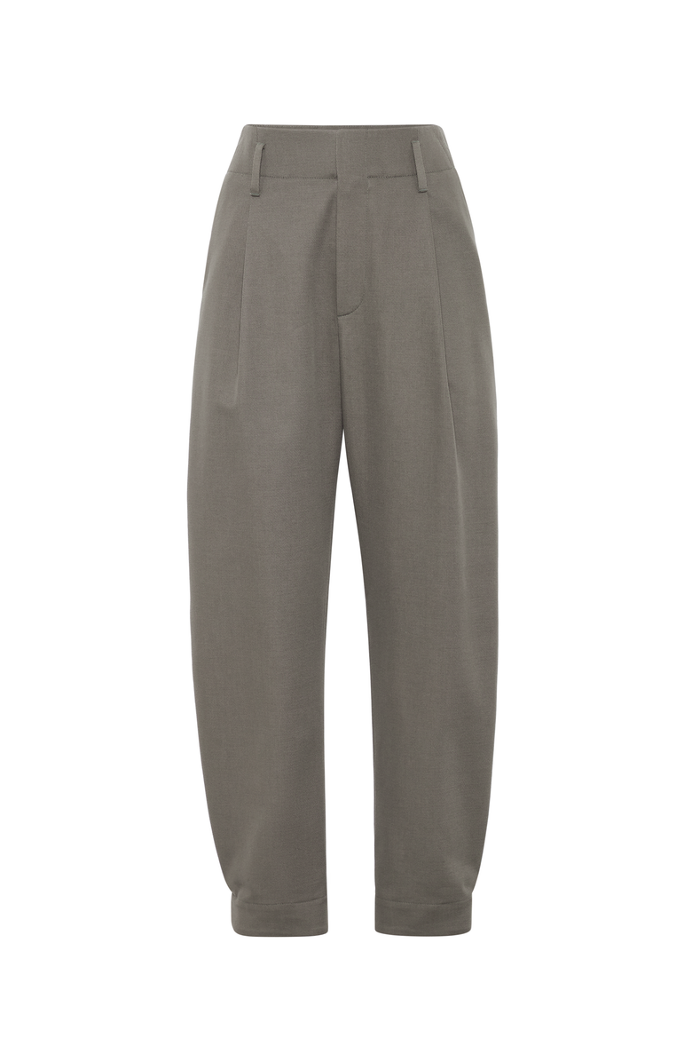 Brunello Cucinelli Cotton and wool cover sartorial baggy trousers with monili, Main, color, 