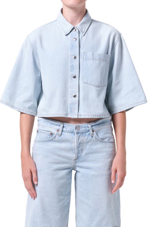 Tomine Boxy Denim Button-Up Shirt
