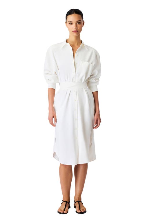 Another Tomorrow Pleat Back Shirt Dress In White