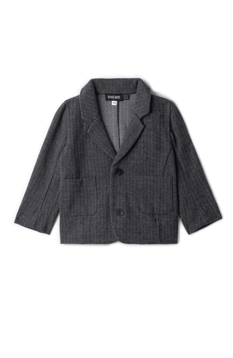 Space Grey Herringbone Stretch Blazer, Main, color, Black